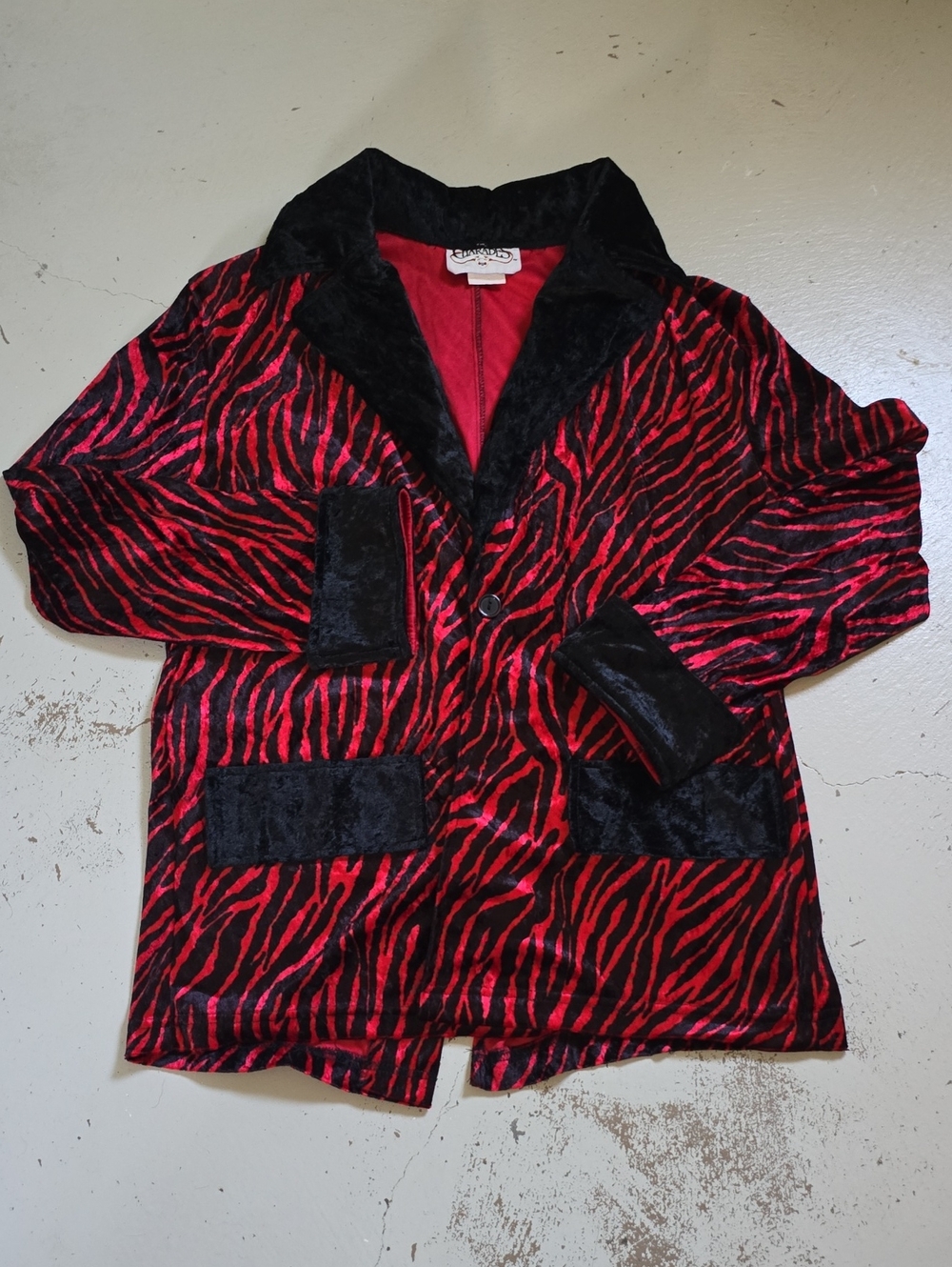 Vintage Charades Tiger Print Red Mac Daddy Jacket Size Adult Medium Halloween